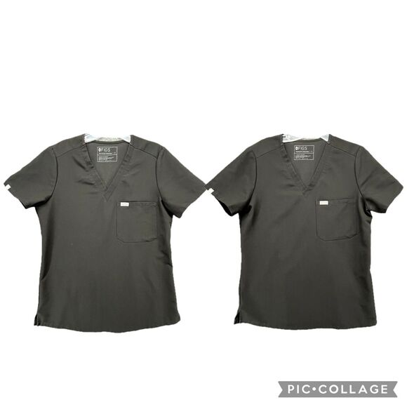 2 Figs One Pocket Scrub Top Women Small Short Sleeve Technical Collection Size S - Picture 1 of 15